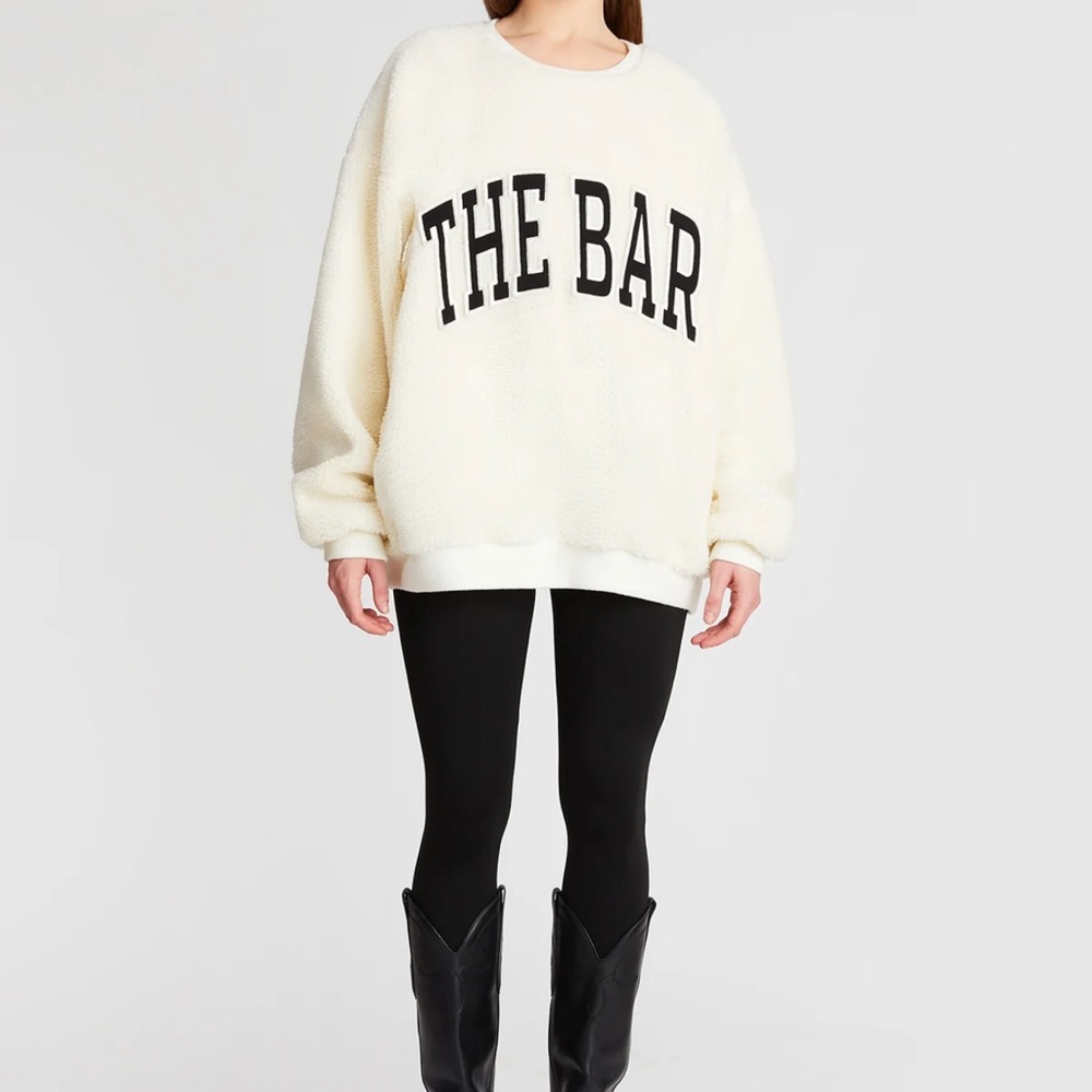 Cream Fleece Sweatshirt with Black Lettering